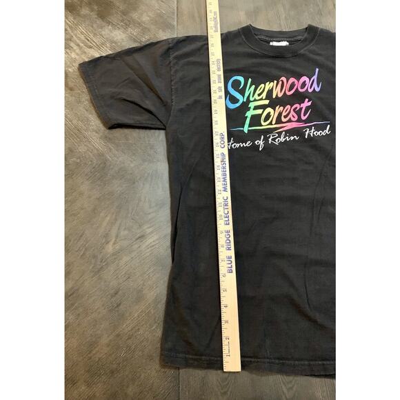 Vintage Jt’s Sherwood Forest Home Of Robin Hood T Shirt Neon Writing Men's Large - Picture 6 of 6